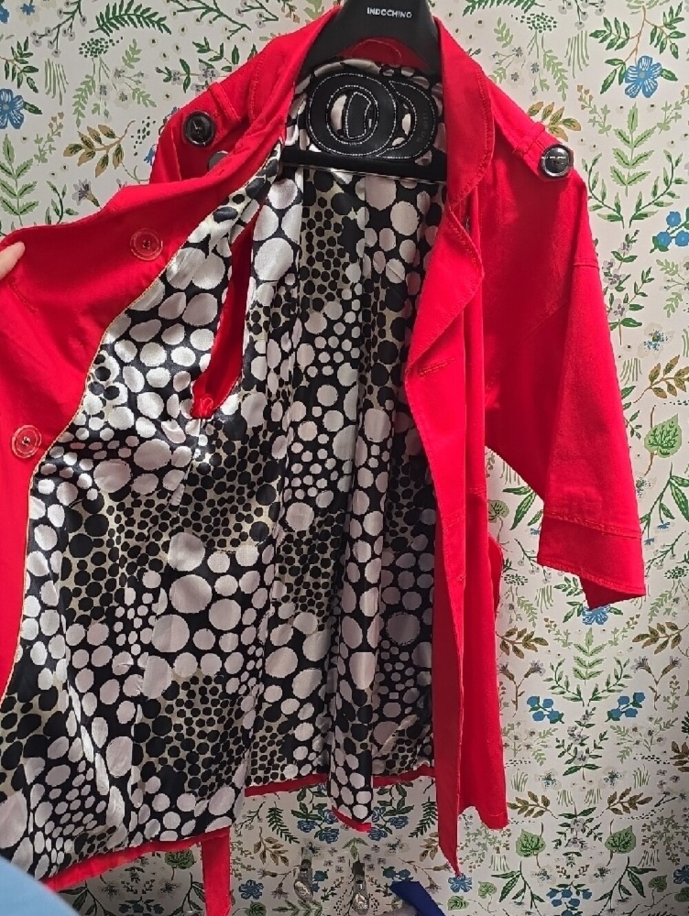 Bright Red Double-Breasted Trench Coat - Picture 3 of 7